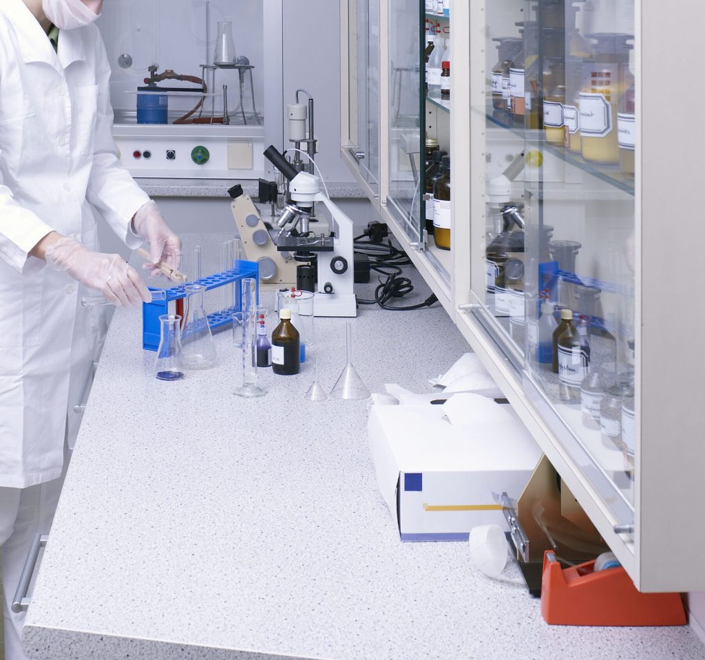 a woman working in a medical lab